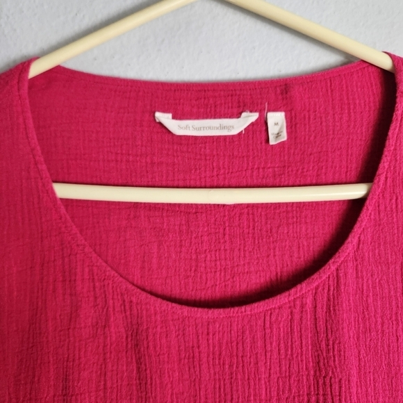Soft Surroundings Womens Gauze Siesta Key Tunic in Peacock Pink-Size M (10-12) - Picture 4 of 8